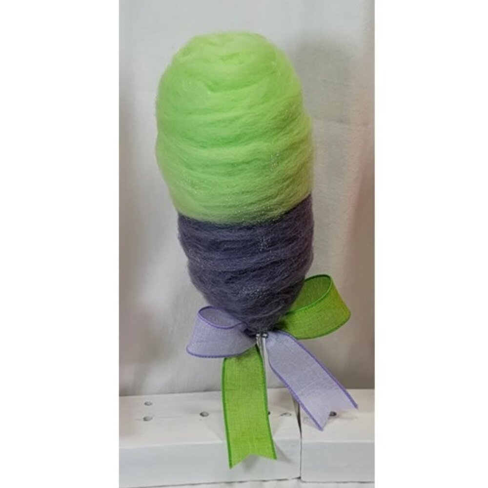 Decorative Fake Glittered Cotton Candy - Purple and Lime‎ Green